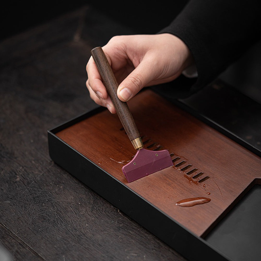 Ebony Tea Utensils Set with Bronze Glaze Holder