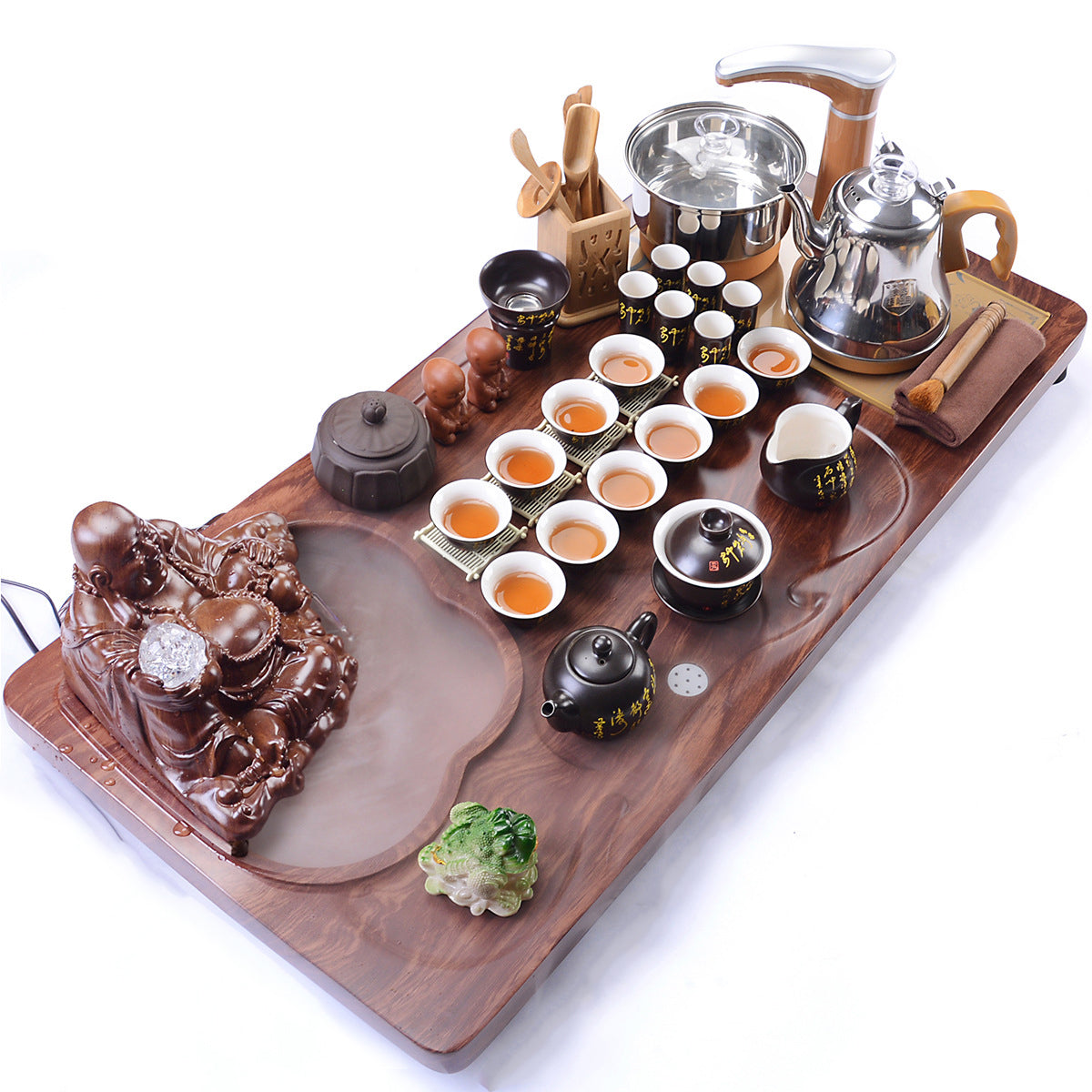 Kung Fu Tea Set with Maitreya Buddha Tray and Induction Cooker