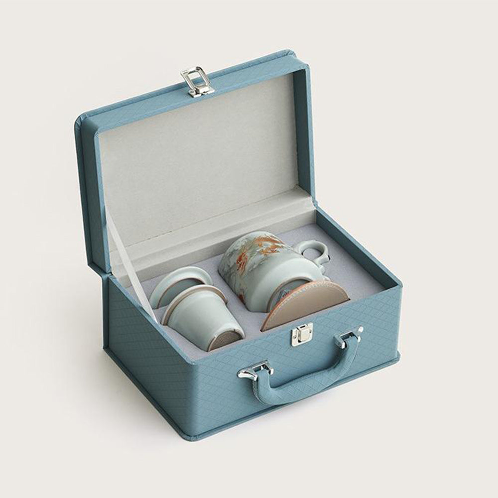 Ruyao Porcelain Dragon Tea Cup with Infuser and Lid