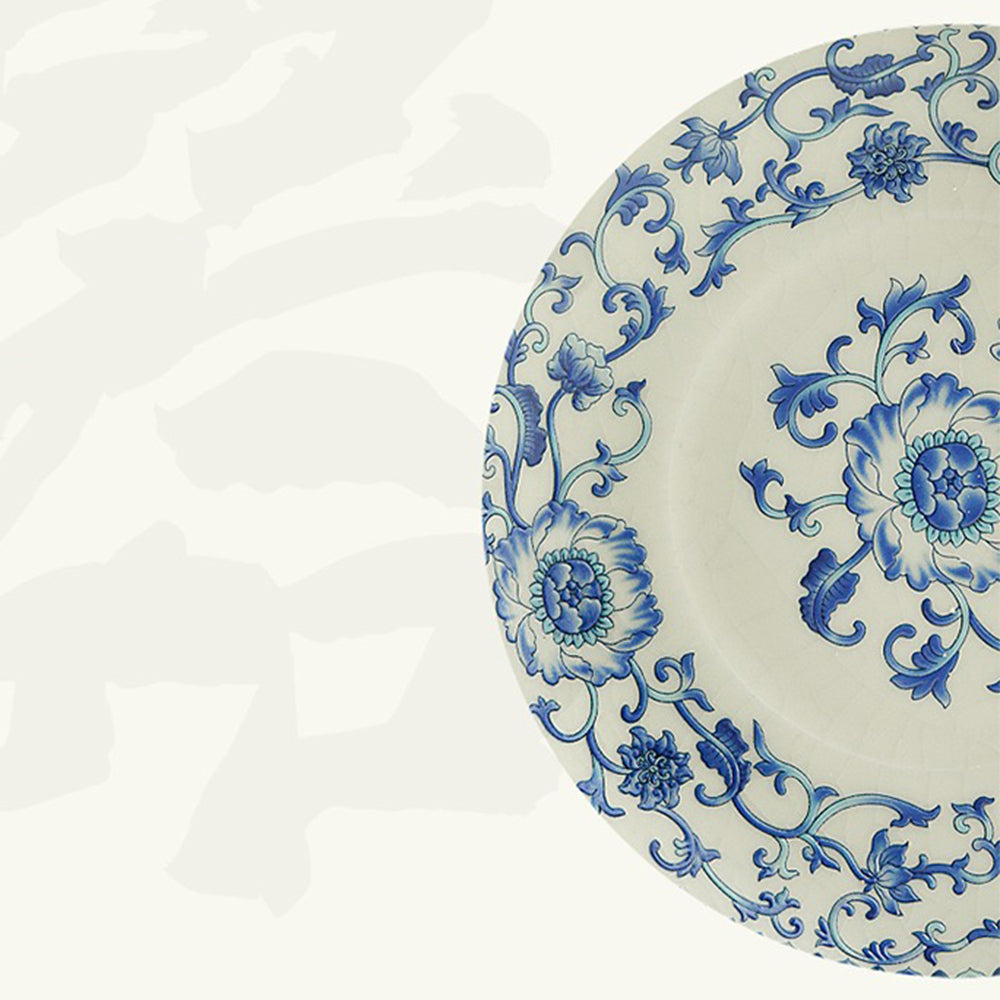 Blue and White Ru Kiln Ceramic Tea Cup with Lotus Design