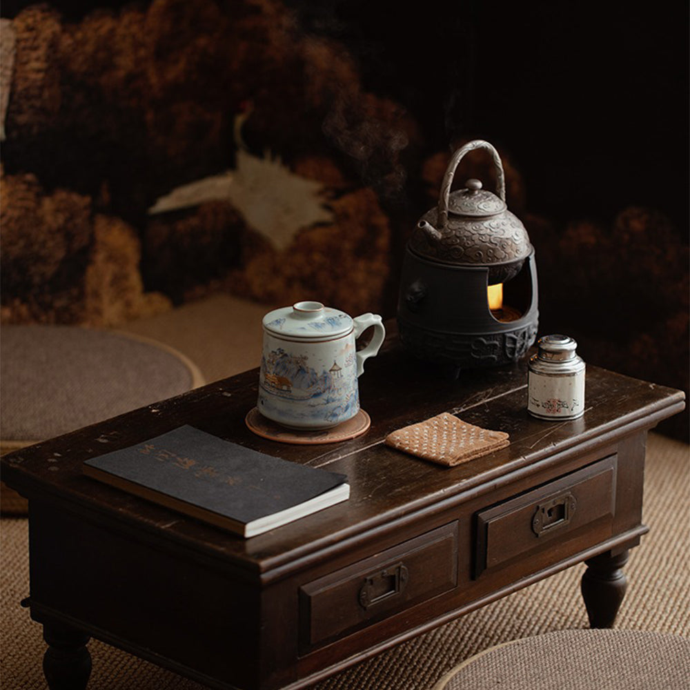 Ruyao Porcelain Landscape Tea Cup with Infuser