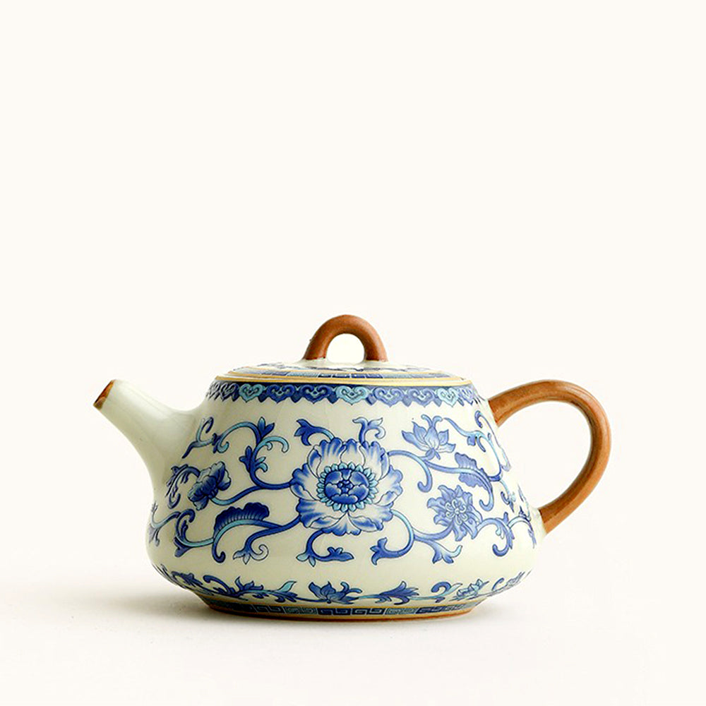 Blue and White Ruyao Shi Piao Teapot with Gift Box