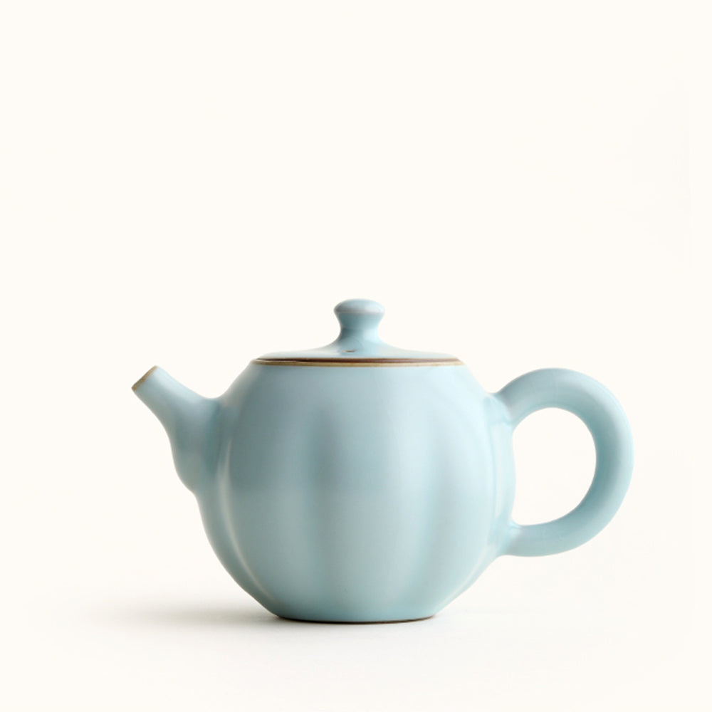 Sky Blue Ruyao Pumpkin-Shaped Teapot