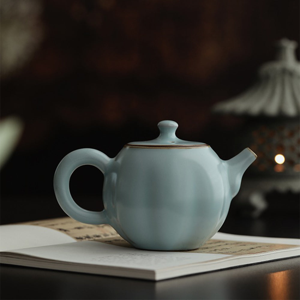Sky Blue Ruyao Pumpkin-Shaped Teapot