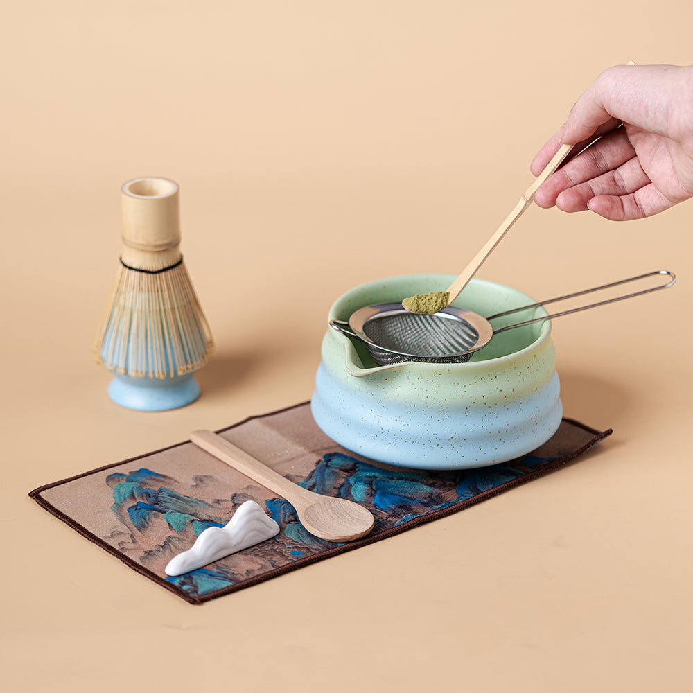 Japanese Gradient Green and Blue Ceramic Matcha Tea Set