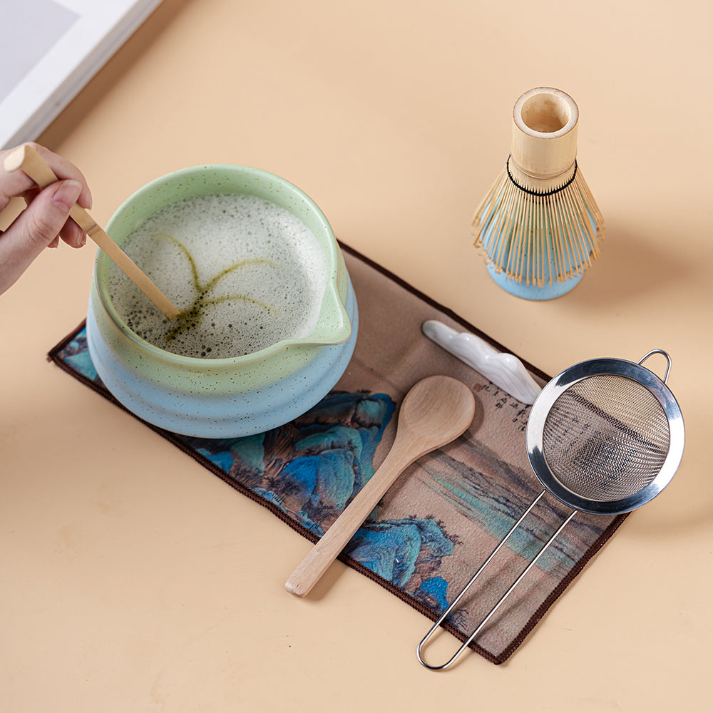 Japanese Gradient Green and Blue Ceramic Matcha Tea Set