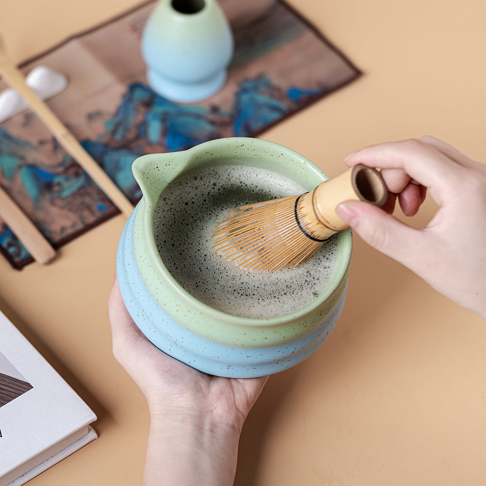 Japanese Gradient Green and Blue Ceramic Matcha Tea Set