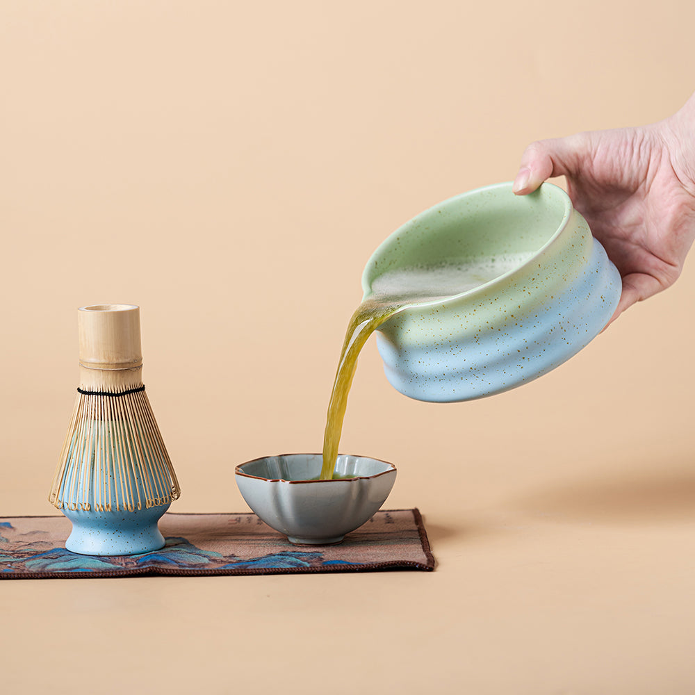 Japanese Gradient Green and Blue Ceramic Matcha Tea Set
