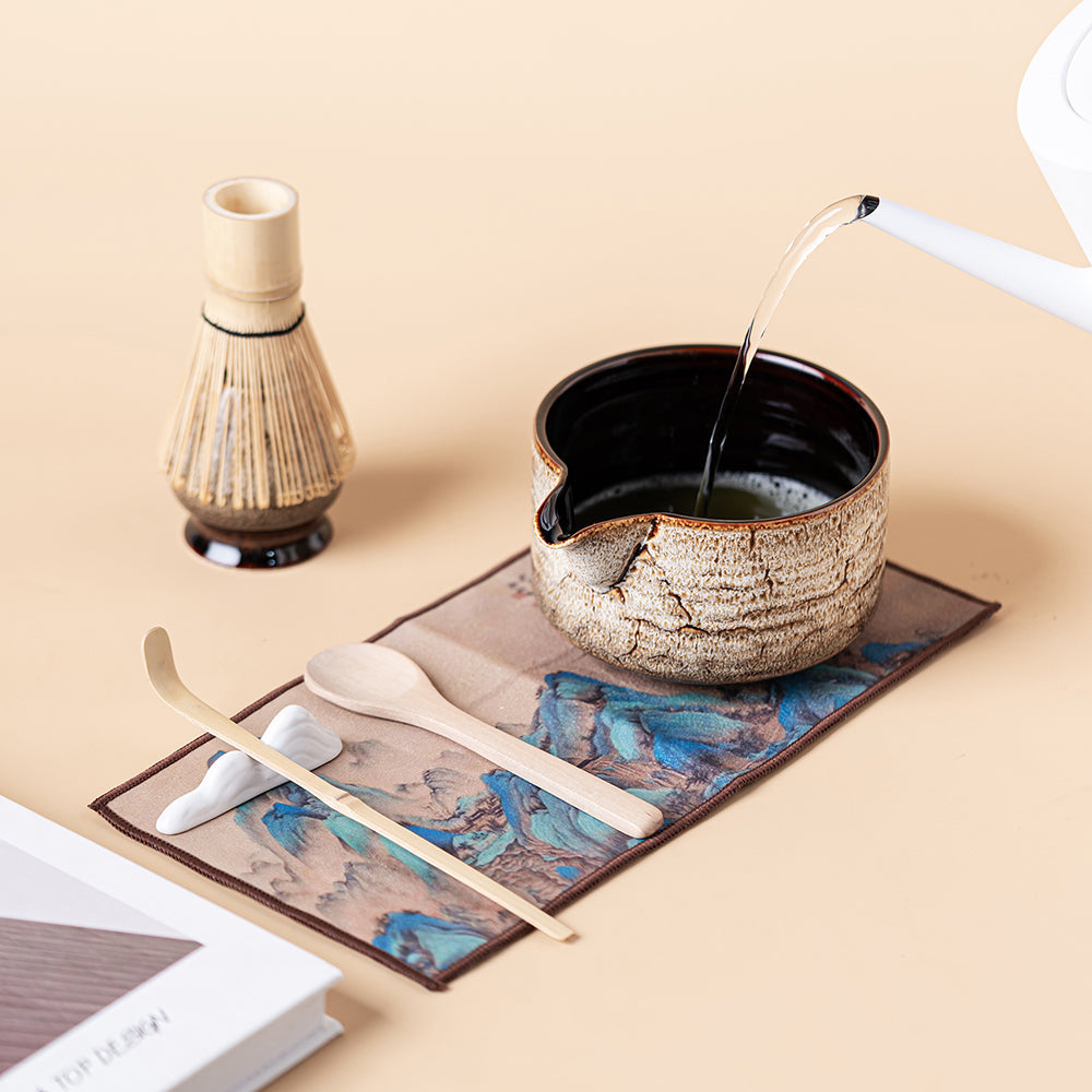 Kiln-Glazed Japanese Matcha Tea Set with Bamboo Whisk