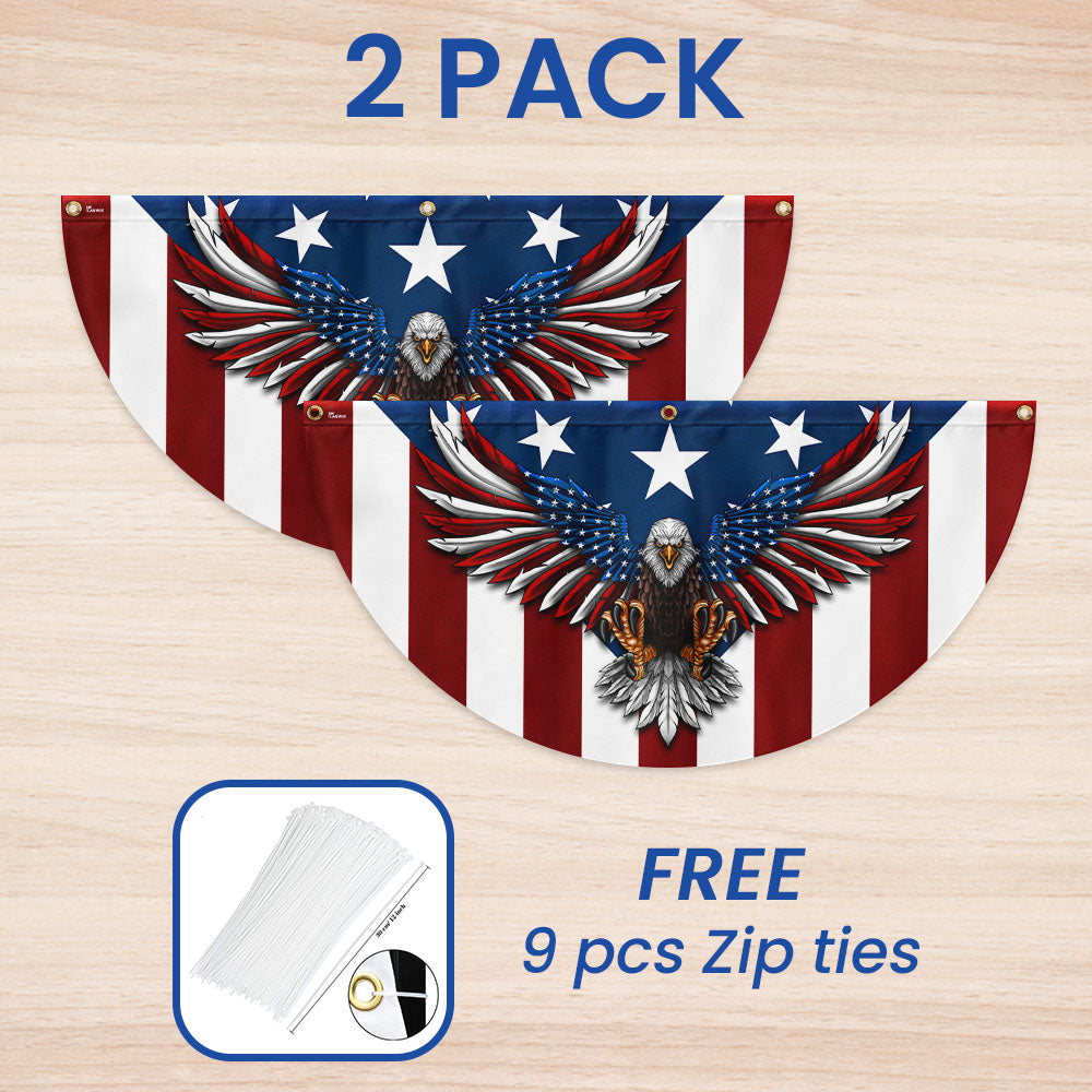 Patriotic Eagle Non-Pleated Fan Flag for Independence Day