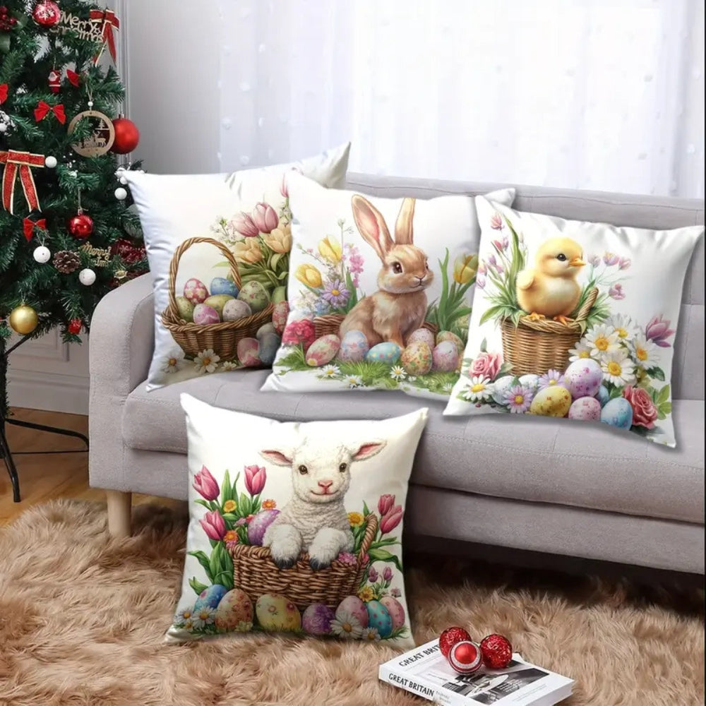 Easter Floral Bunny Cushion Covers Set of 4