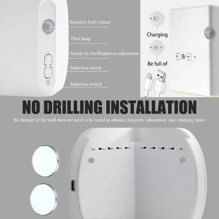 Wireless Motion Sensor Corner Night Light – Rechargeable LED Safety Light