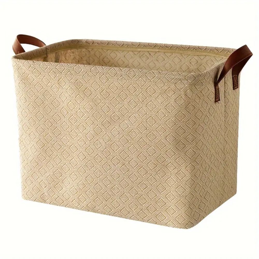 Foldable Cloth Storage Basket with Jute Weave Handles