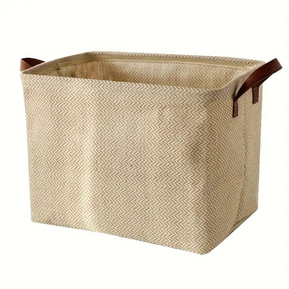 Foldable Cloth Storage Basket with Jute Weave Handles