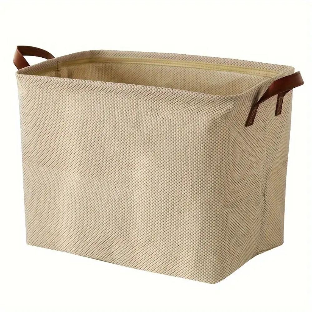 Foldable Cloth Storage Basket with Jute Weave Handles