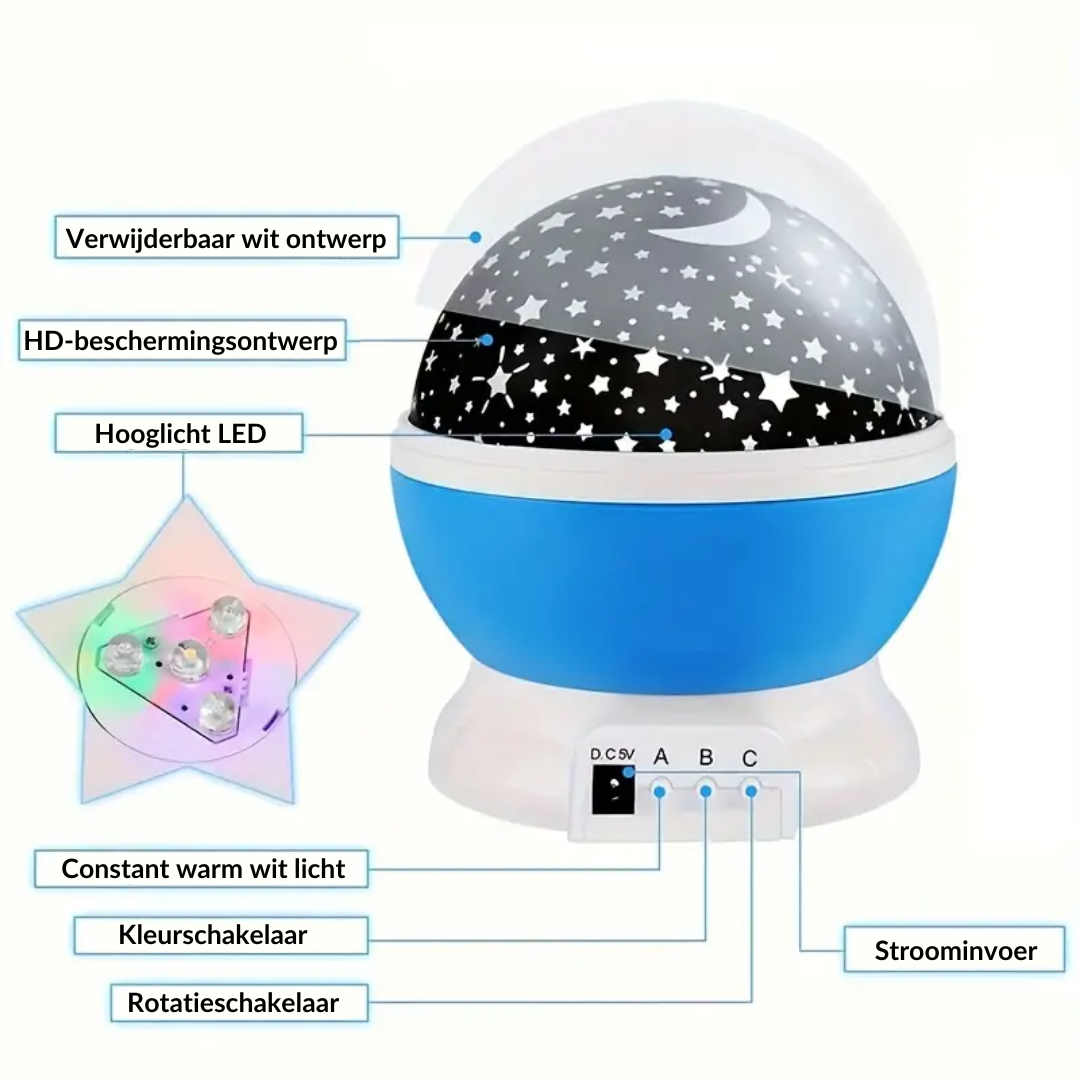 Star Projector Night Lamp with Music and Rechargeable Battery