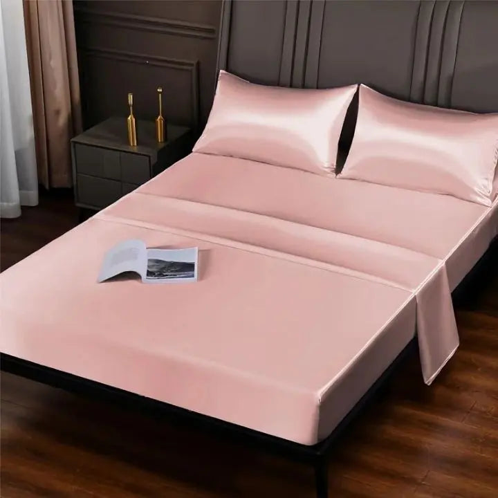 Ice Silk Cooling Bed Sheet Set with Pillowcases – Breathable Soft Bedding