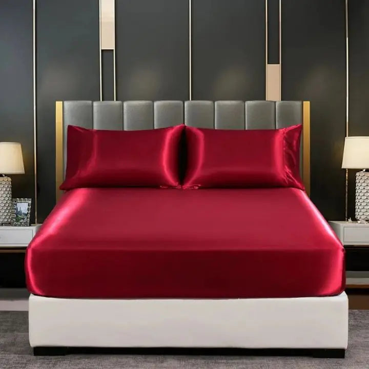 Ice Silk Cooling Bed Sheet Set with Pillowcases – Breathable Soft Bedding