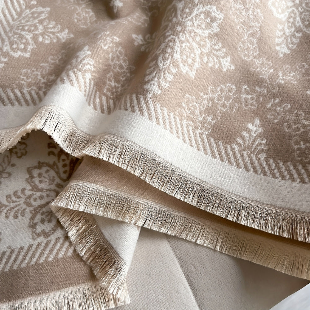 Damask Print Fleece Scarf Shawl