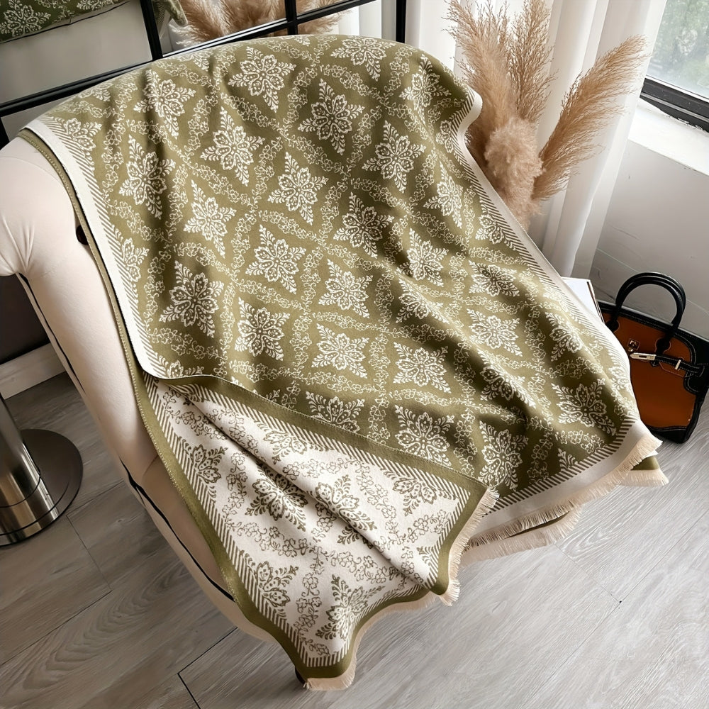 Damask Print Fleece Scarf Shawl