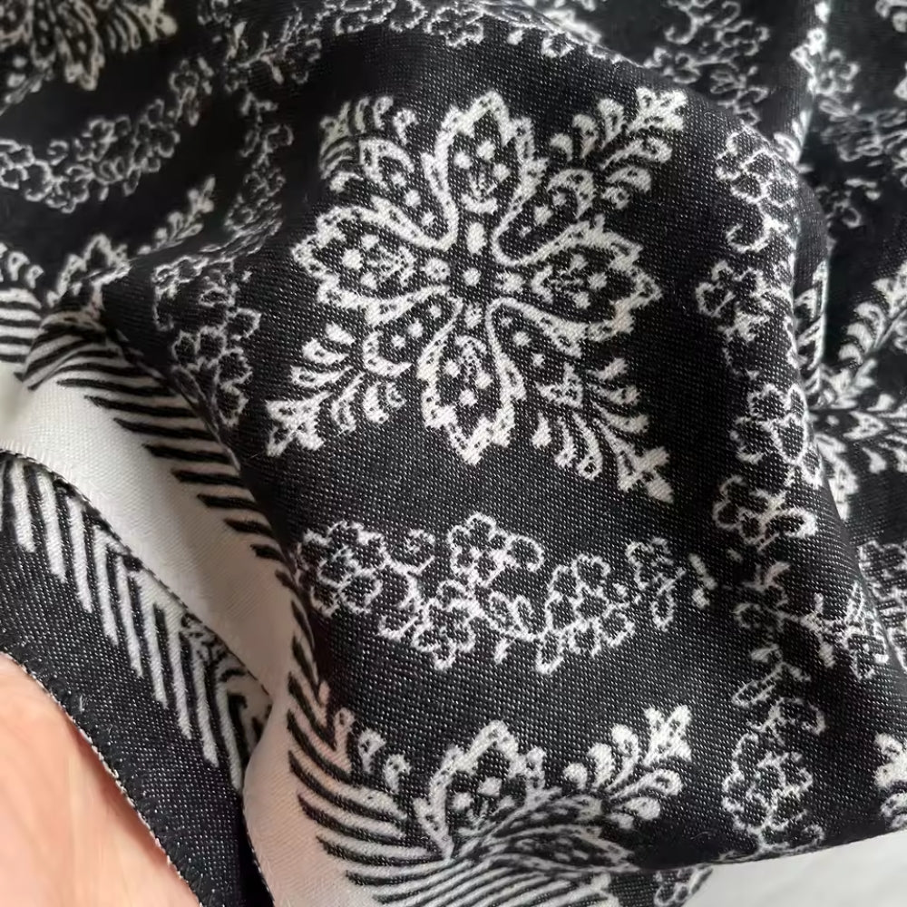 Damask Print Fleece Scarf Shawl