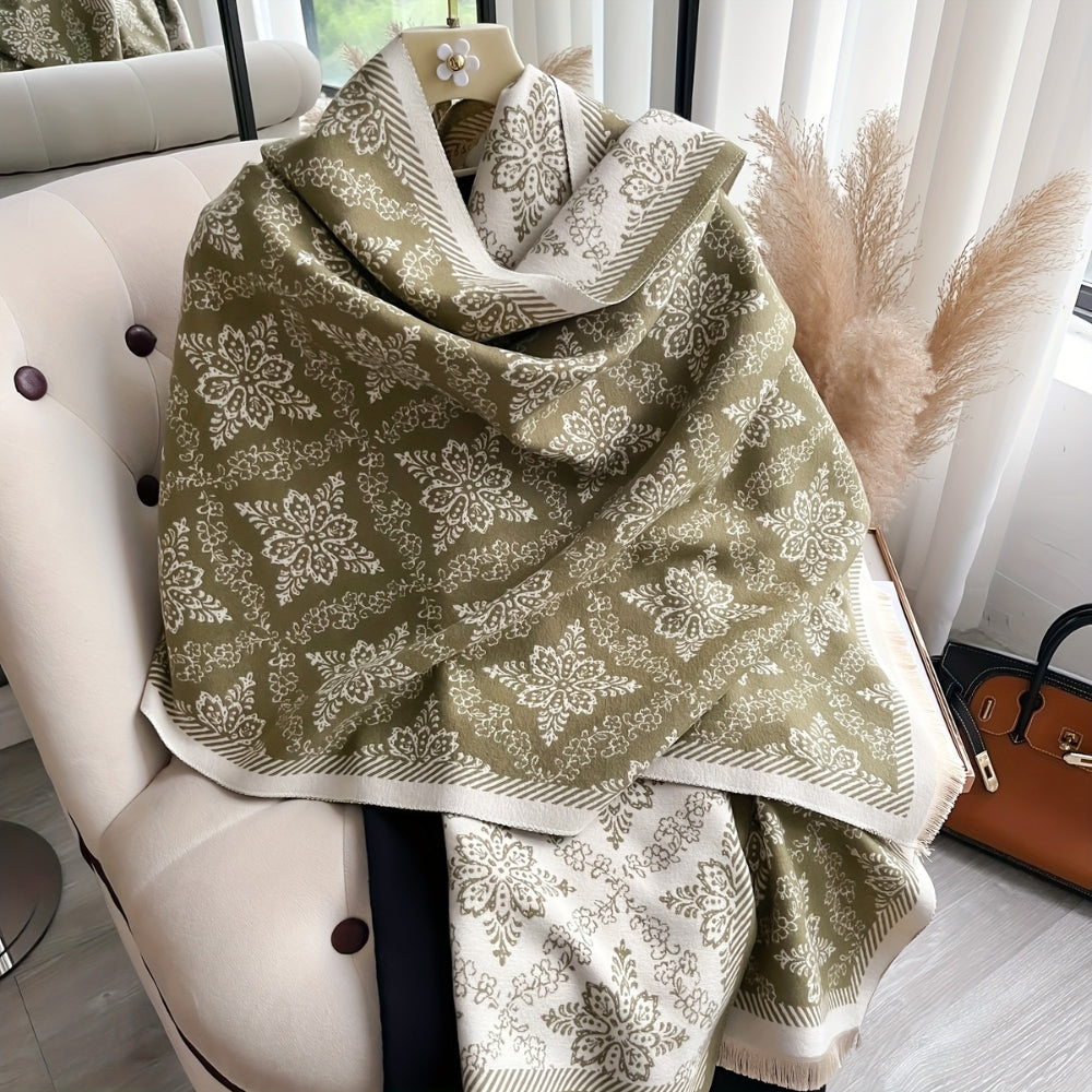 Damask Print Fleece Scarf Shawl
