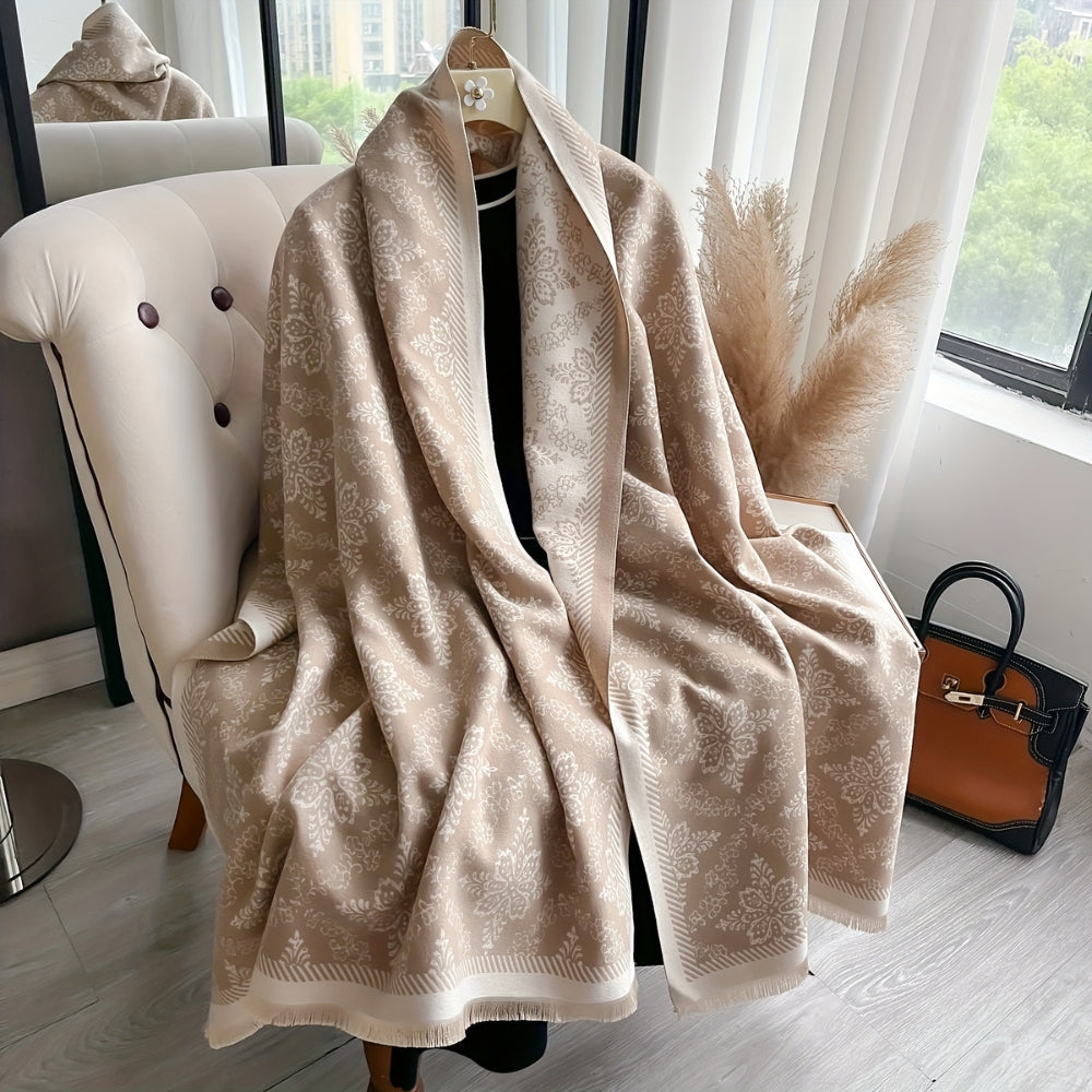 Damask Print Fleece Scarf Shawl