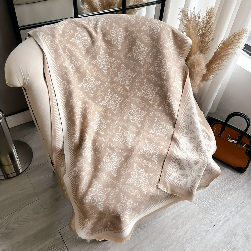 Damask Print Fleece Scarf Shawl