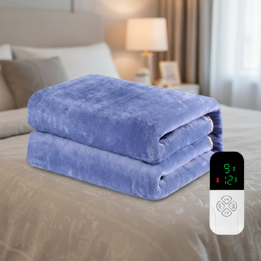 220V Heated Flannel Electric Blanket with Intelligent Switch and 9-Speed Control
