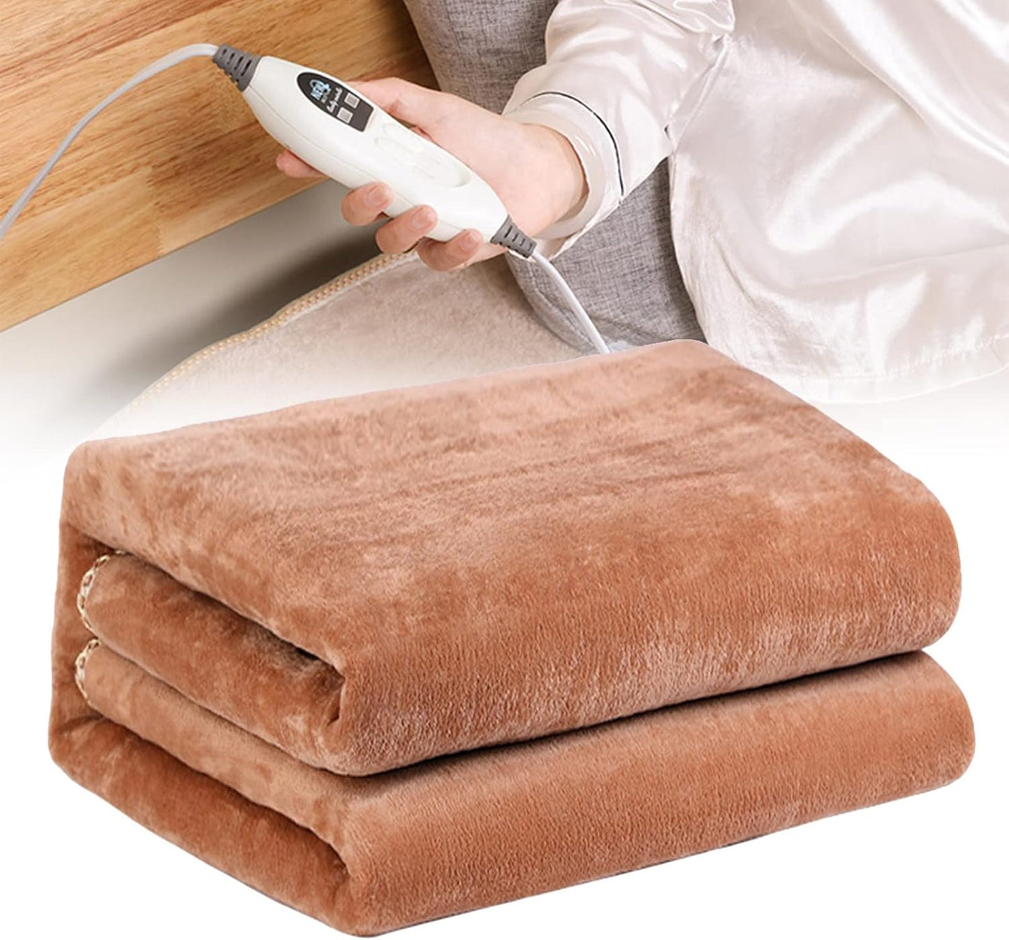 220V Heated Flannel Electric Blanket with Intelligent Switch and 9-Speed Control