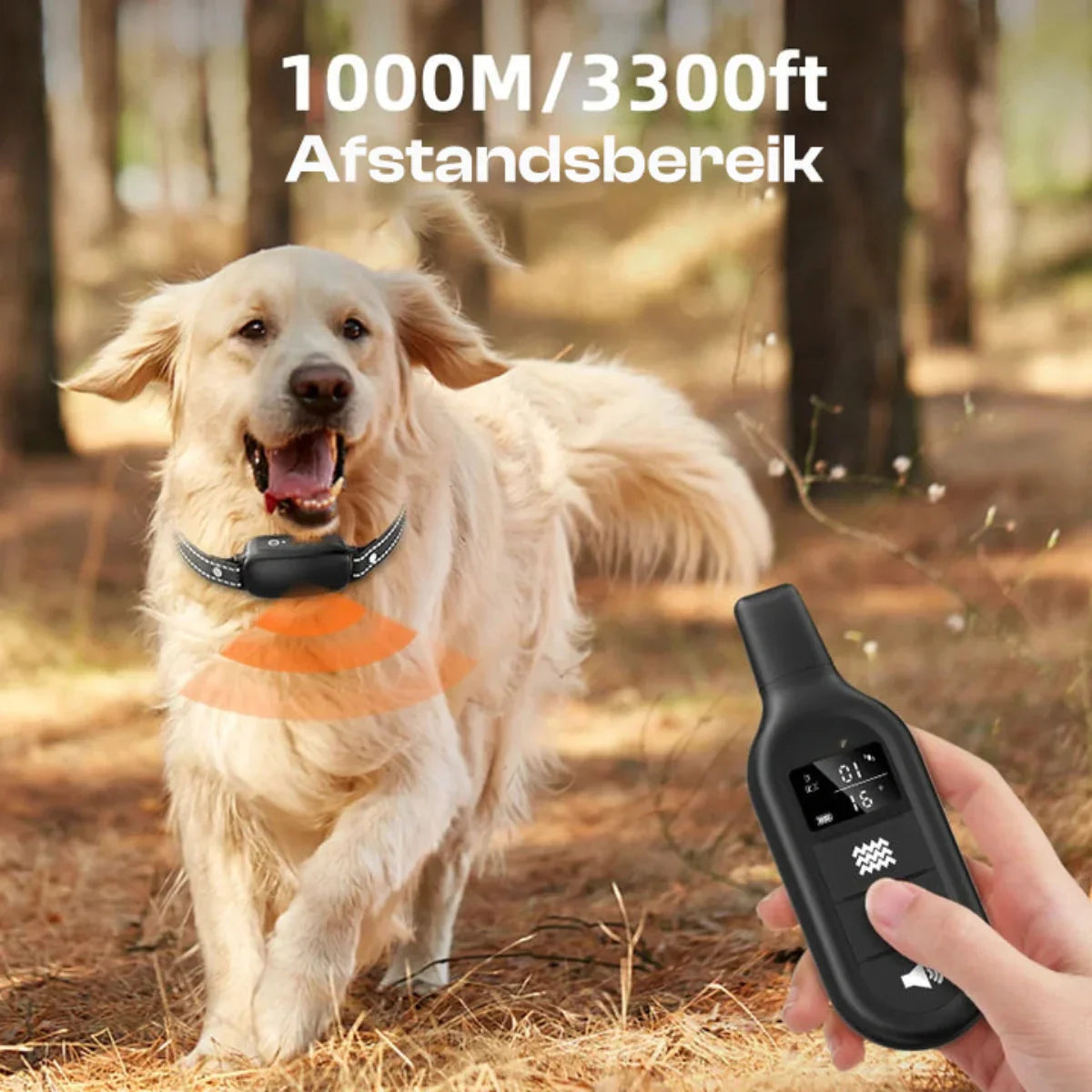 Electric Dog Training Collar with Remote, Waterproof, 1000m Range, 16 Shock Levels, Beep & Vibration Modes