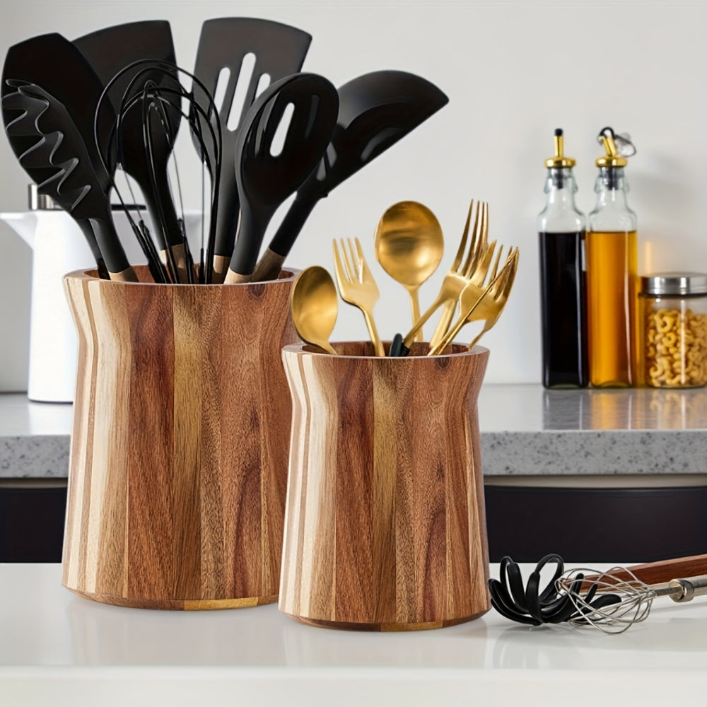 Acacia Wood Rotating Utensil Holder