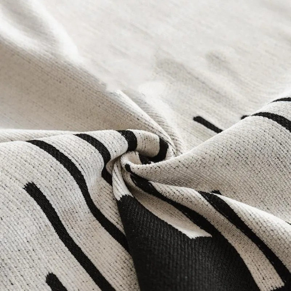 Black and White Geometric Chenille Sofa Cover Protector
