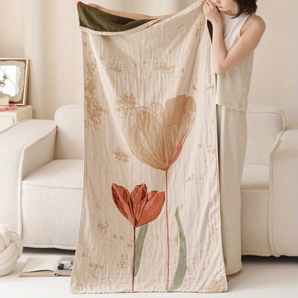 Vintage Floral Cotton Bath Towel Blanket