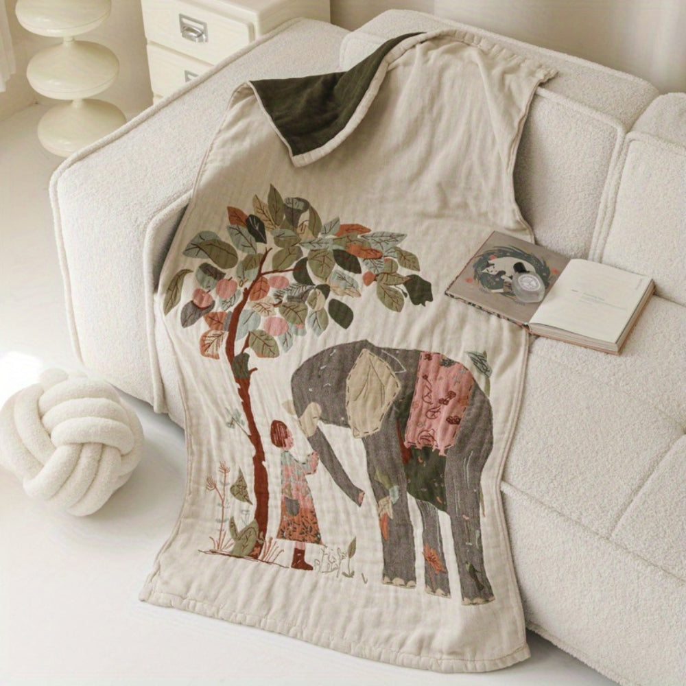 Vintage Floral Cotton Bath Towel Blanket