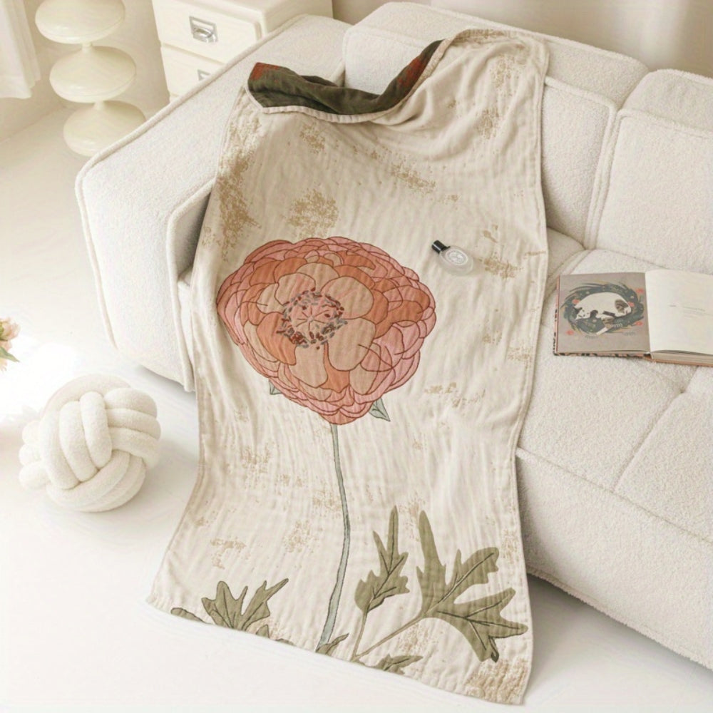 Vintage Floral Cotton Bath Towel Blanket