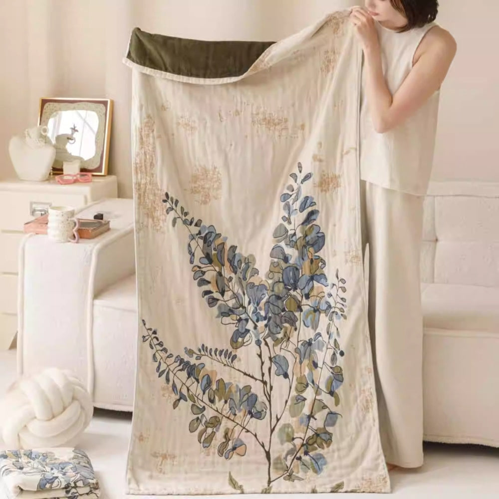 Vintage Floral Cotton Bath Towel Blanket