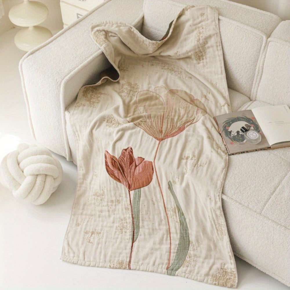 Vintage Floral Cotton Bath Towel Blanket