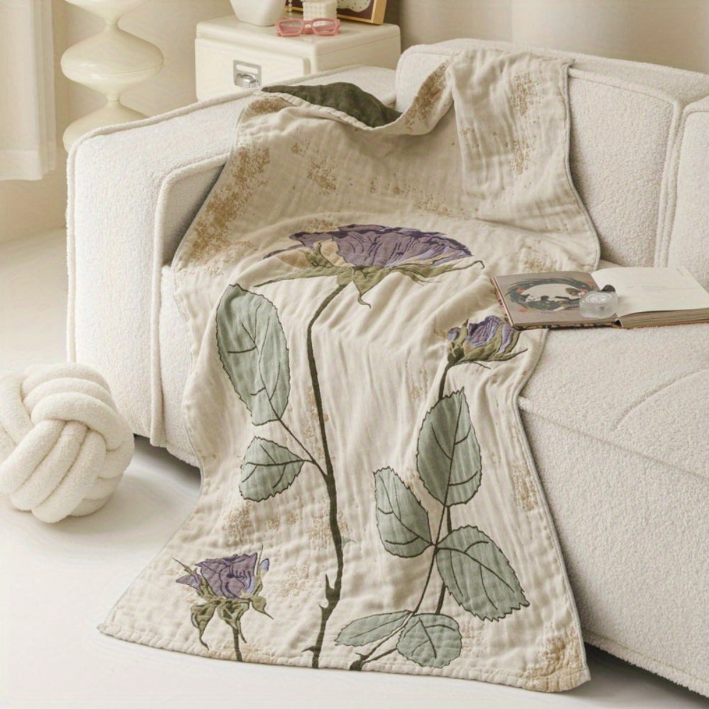 Vintage Floral Cotton Bath Towel Blanket