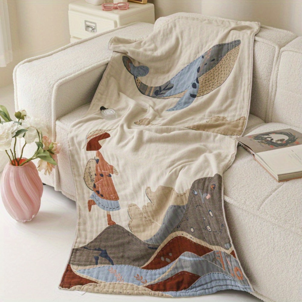 Vintage Floral Cotton Bath Towel Blanket