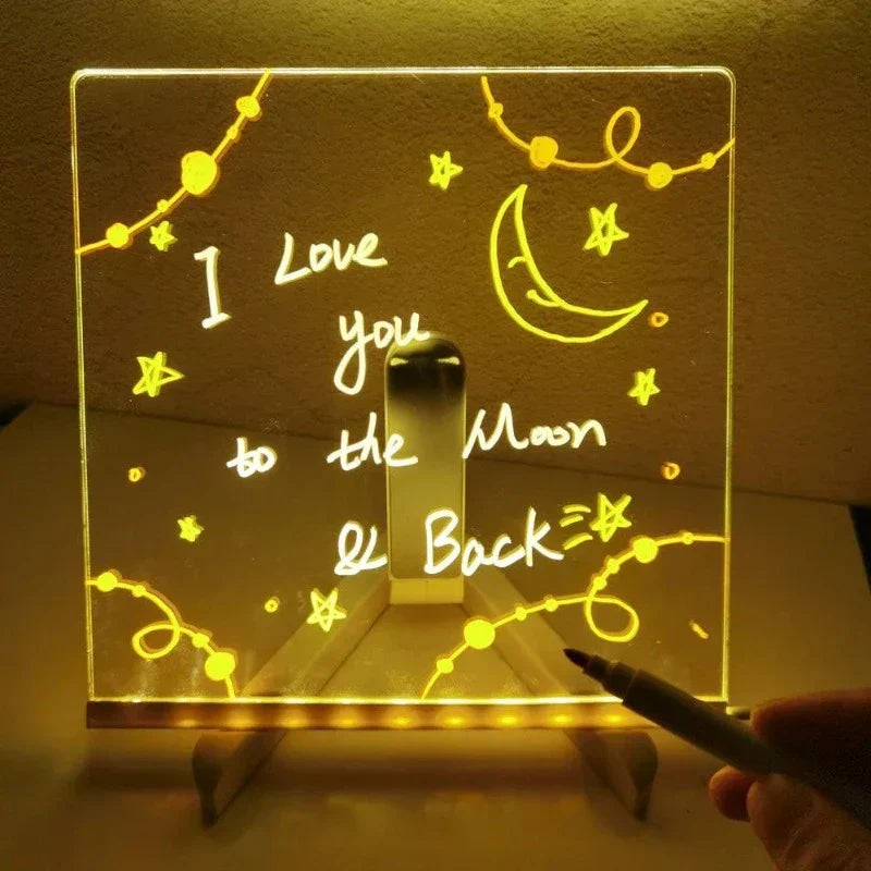 LED Dry Erase Memo Board with Adjustable Tripod and 7 Color Pens