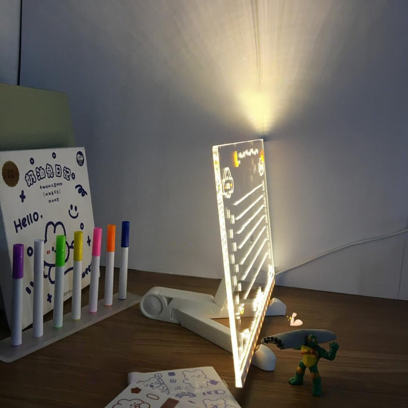 LED Dry Erase Memo Board with Adjustable Tripod and 7 Color Pens