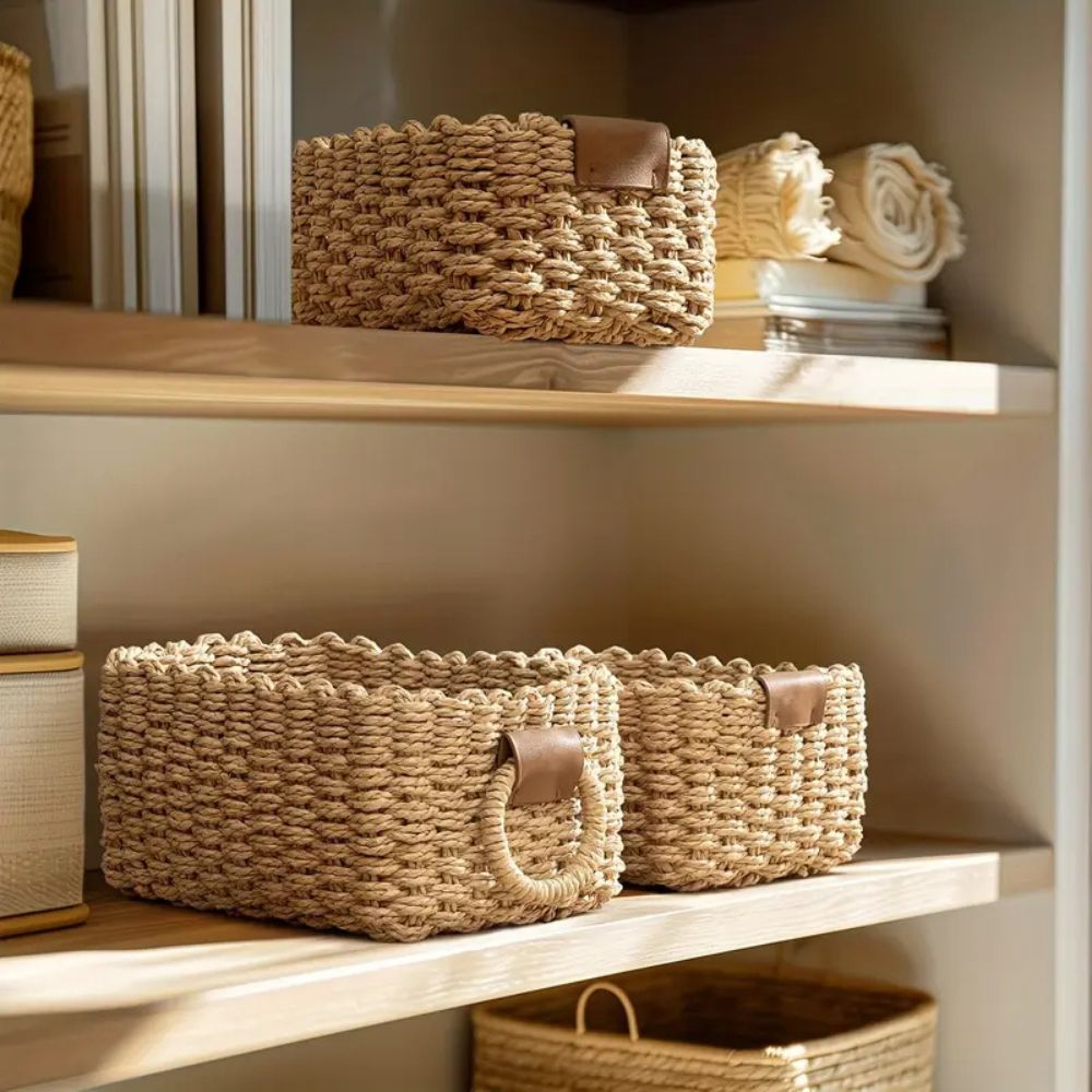 Handwoven Rattan Storage Basket Set