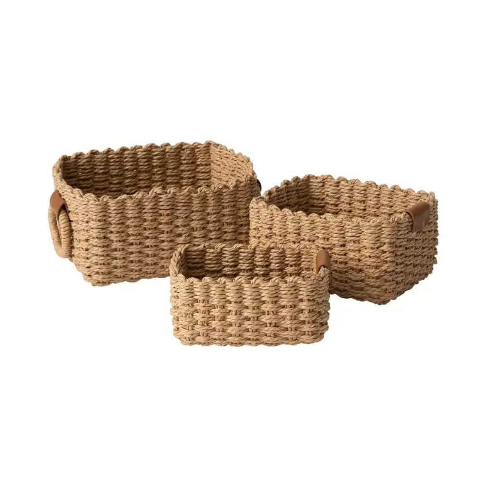Handwoven Rattan Storage Basket Set