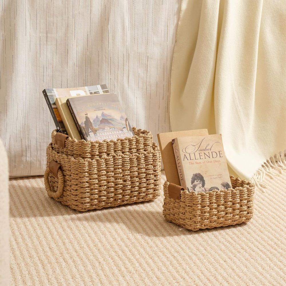 Handwoven Rattan Storage Basket Set