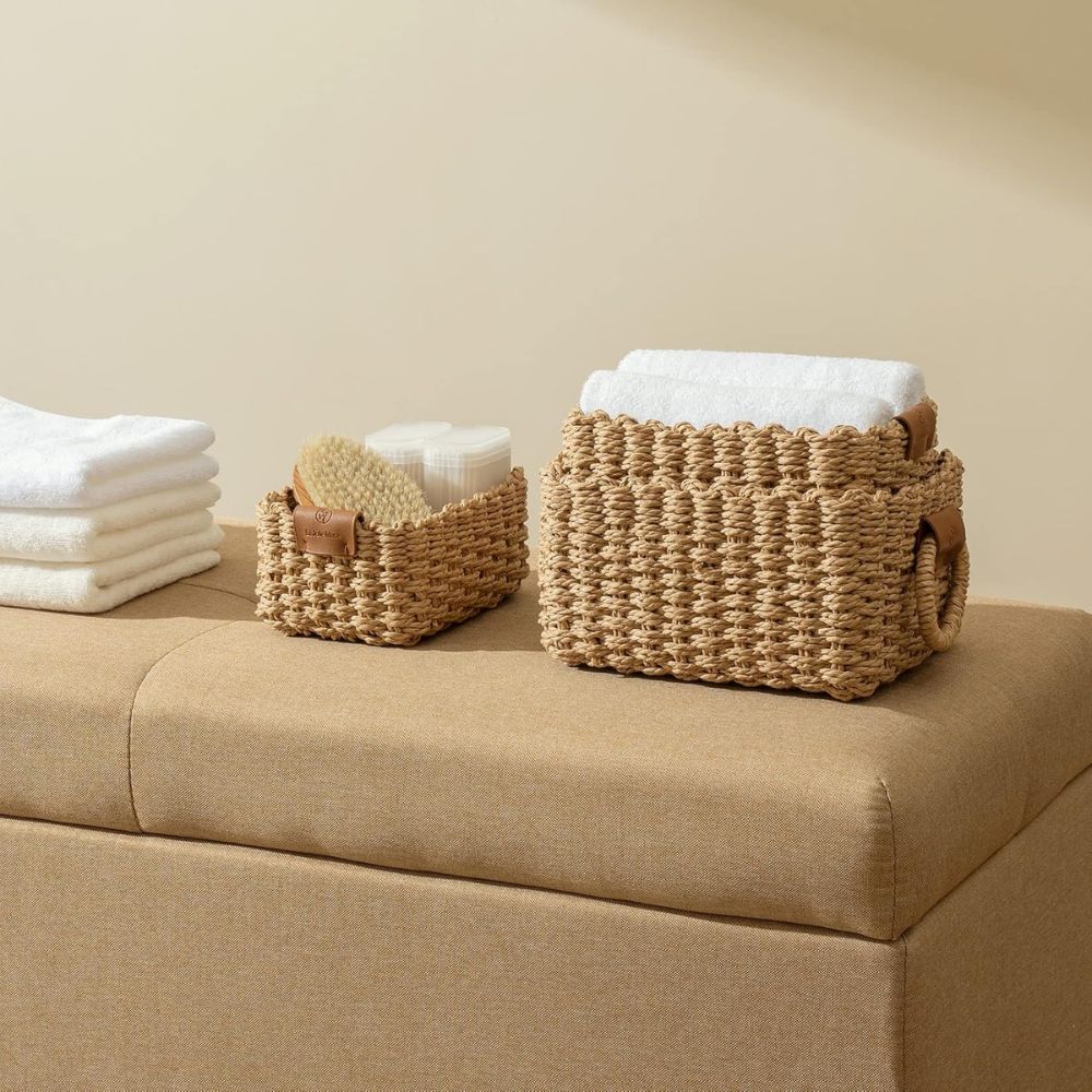 Handwoven Rattan Storage Basket Set