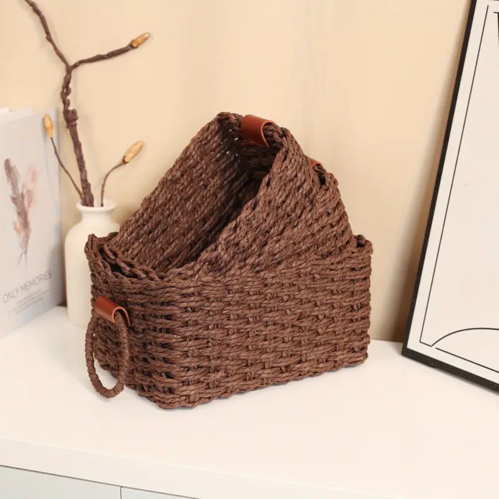 Handwoven Rattan Storage Basket Set