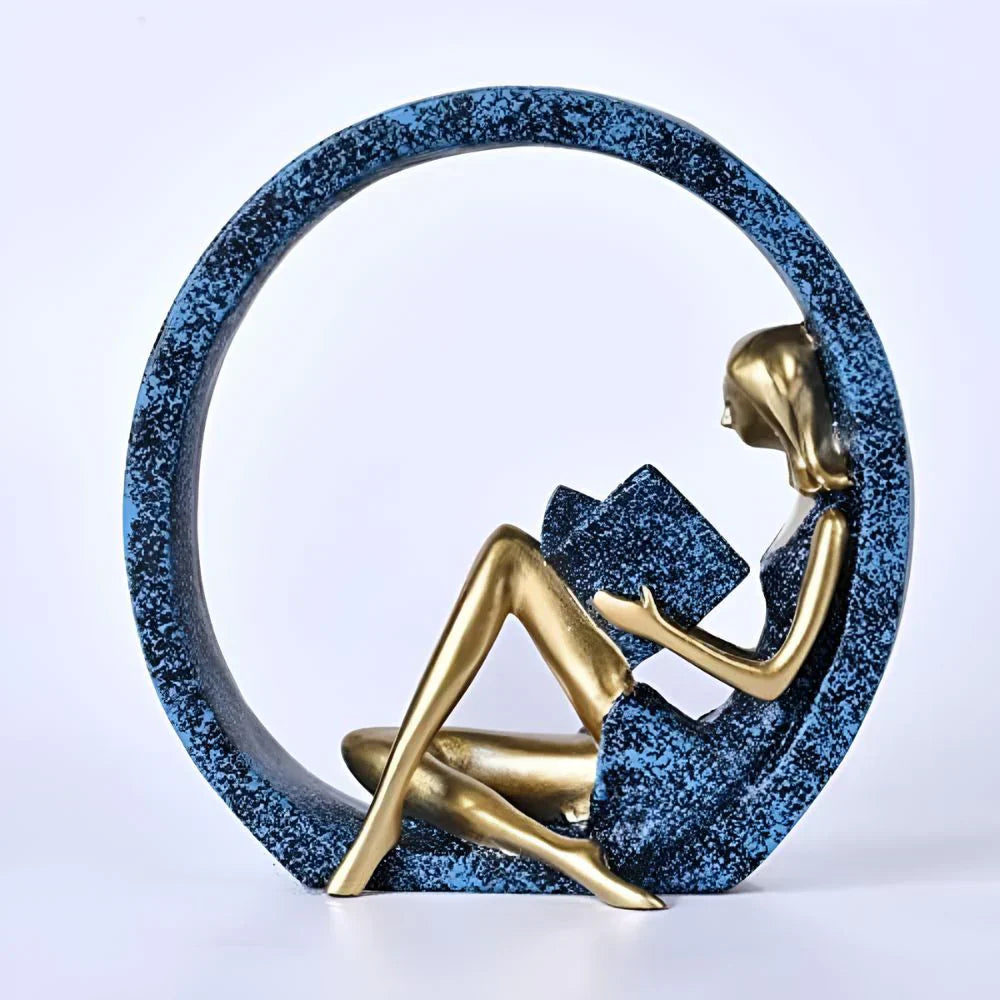 Abstract Resin Women Sculptures in Circle Shape for Modern Home Decor