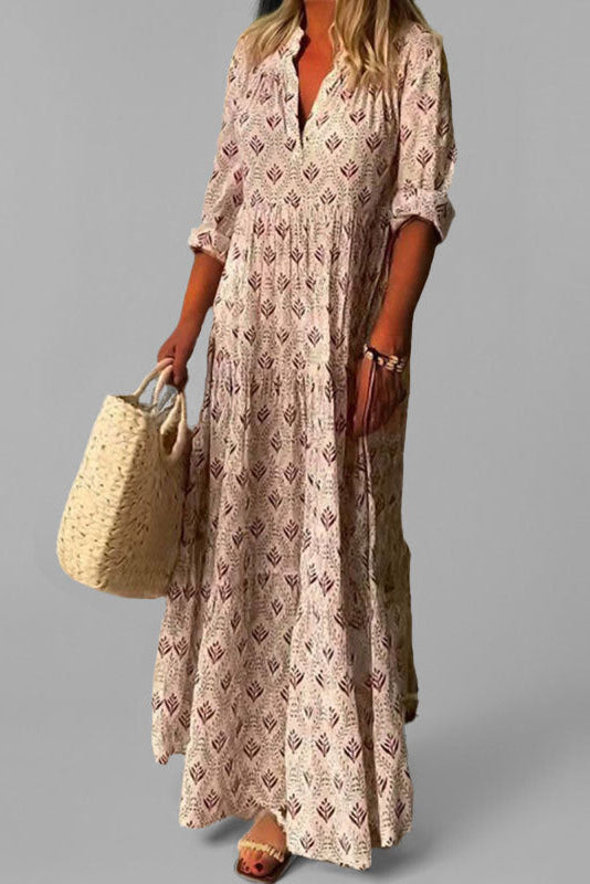 Elegant Flowing Maxi Dress in Lightweight Linen Blend