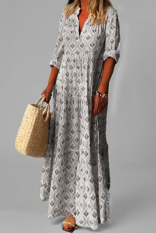 Elegant Flowing Maxi Dress in Lightweight Linen Blend